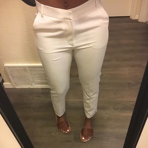 White ankle length pants